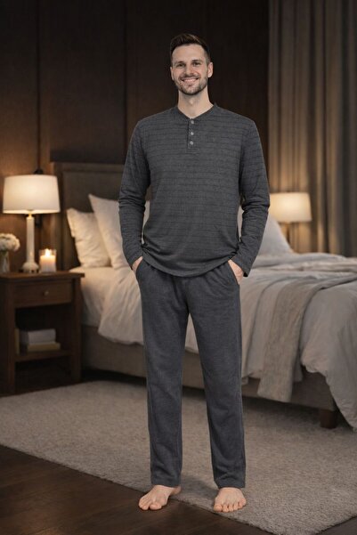 GAMDELLE MODA Men's Cotton Long Sleeve Pajama Set