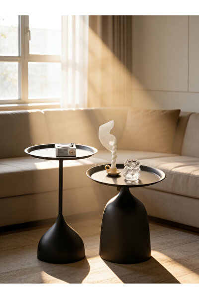 Generic Leon Home Two-piece Coffee Table - Nordic Metal Round Side Tables (Se...