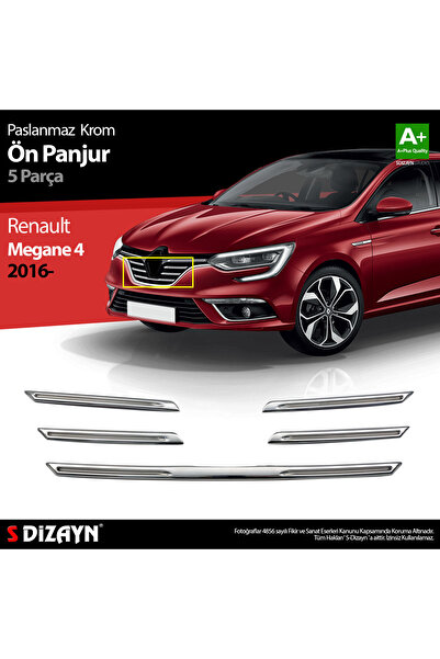 S Dizayn S-Dizayn Renault Megane 4 Krom Ön Panjur 5 Prç. 2016-2020 A+ Kalite ...