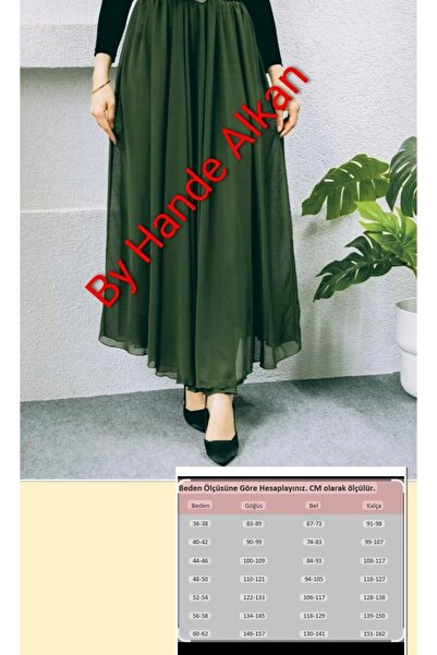 By Hande Alkan تنورة شيفون فضفاضة كبيرة الحجم للنساء مع خصر مطاطي