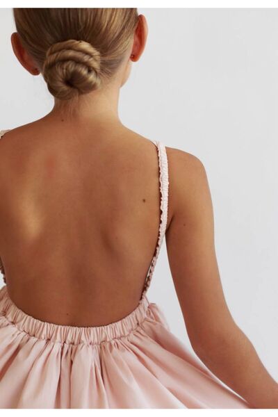 INDRESS STUDIO Kız Çocuk Pudra Renk Askılı Elbise