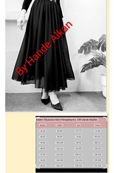 By Hande Alkan Kadın büyük beden lastikli şifon salaş etek