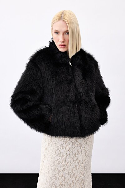 Sateen Zippered Fur - Black