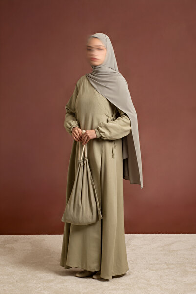 Emare Namaz Elbisesi Pamuk Keten Ferace - Soft Yeşil