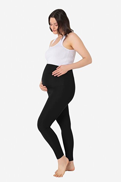 Arma Yıldız Adjustable Waist Black Stretchy High Waist Maternity Leggings