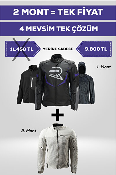 REVO سترة دراجة نارية من 4 مواسم في حزمة واحدة - شبكة صيفية + معطف شتوي + معط...