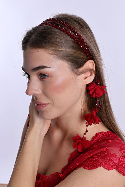 ByLohusa تاج الأمومة باللؤلؤ الأبيض مع أقراط متدلية من الكرز 1012