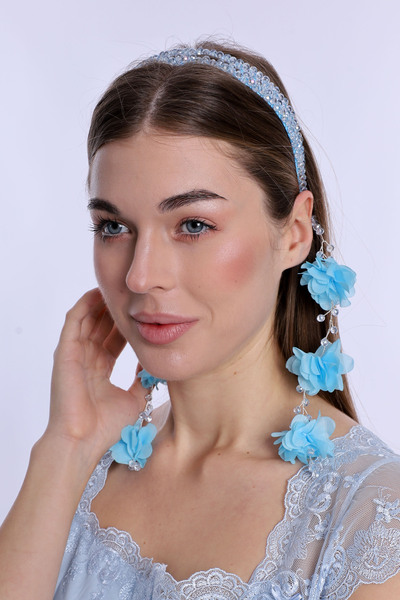 ByLohusa Синя висяща купела с бяла перла, корона за родилки 1012