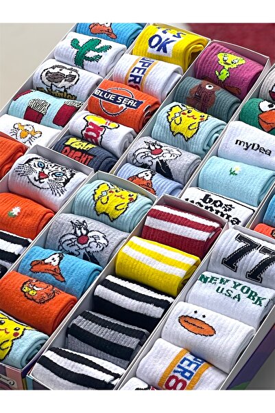 myDea Unisex Karakter Desenli Kolej Çorap 3 Çift