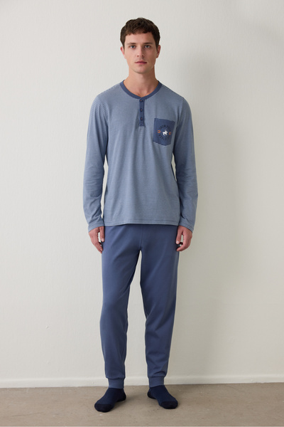 Penti Set de pijamale pentru bărbați, cu dungi, cu buzunare