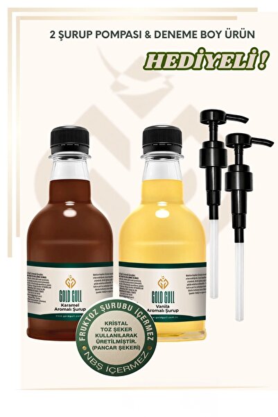 gold gull Vanilya & Karamel Aromalı Kahve & Meyve Şurubu 2 X 300 Ml.