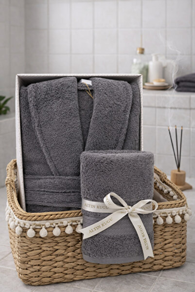 Özdilek Colourist Şalyaka Xl Beden Unisex Bornoz Havlu 50x90 - Koyu Gri