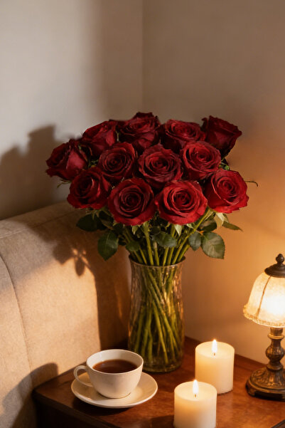 XIUWOO باقة زفاف من 12 قطعة من الورود الاصطناعية الحمراء المصنوعة من الحرير، ...