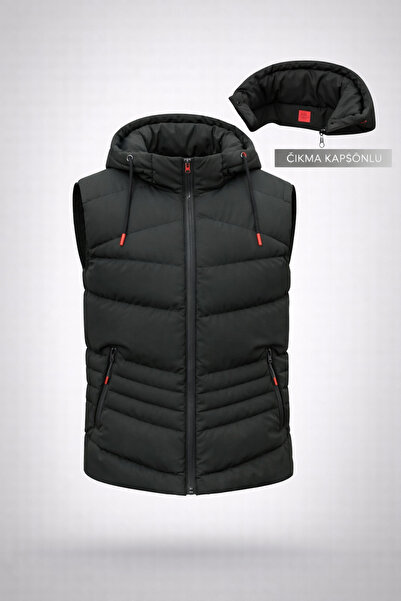 BOYS MANS Water and Windproof Men's Hooded Vest Inflatable Vest