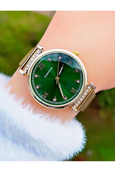 Weluxa Vintage Women's Wrist Watch with Gold Color Stone Steel Band