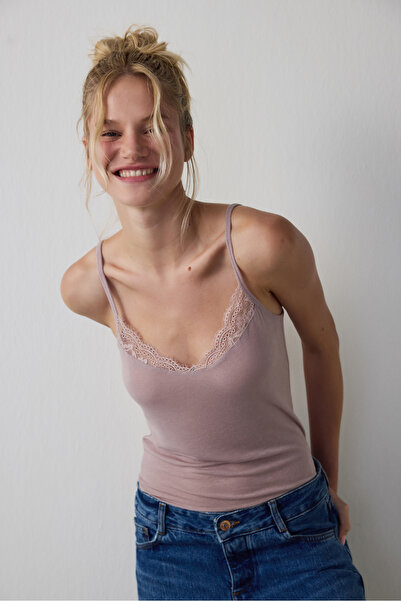 Penti Beige Cashmere Blend Thin Strap Tank Top