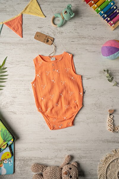 Be'Calm Online - Organic Muslin Unisex Baby Body - Orange