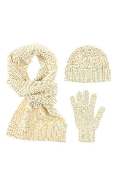 Abdullah Kiğılı Wool and Silk Blend Scarf & Beanie & Gloves Set