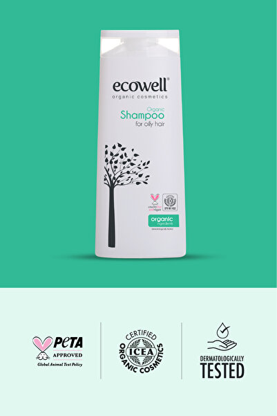 Ecowell Saç Bakım Şampuanı, Organik & Vegan Sertifikalı, Yağlı Saçlara Özel, Tuzsuz Ve Sülfatsız, 300ml