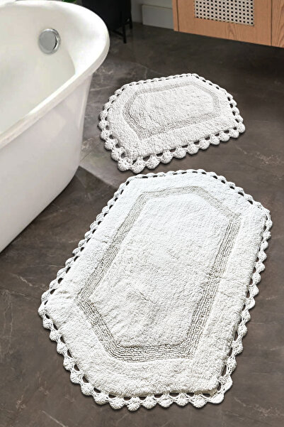 Chilai Home Exgena Ekru 2-Piece 100% Cotton Bath Mat Set