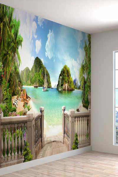 dreamwall Duvar Kağıdı Sahil Manzaralı Balkon Desenli Tekstil