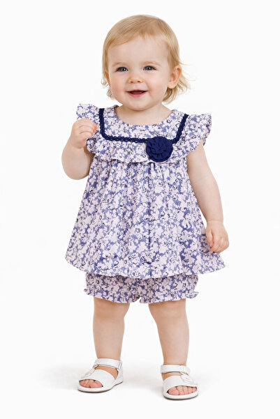 Capps Baby Girl Floral Patterned Dress Pantyhose Set