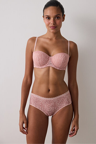 Penti Dusty Rose Bloom Ruched Gathered Underwire Trägerloser BH für den Außen...