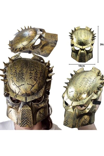partidolu Halloween Sert Plastik Arkadan Lastikli Predator Film Maskesi Altın...