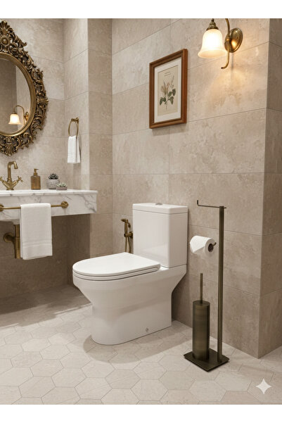 Bürke Antique Antique Color Bathroom Set with Stand, Toilet Paper Holder, Toi...