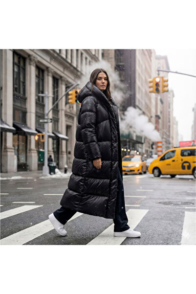 Penelope 100% Goose down Boreal Women's Long Coat - Black/Xl