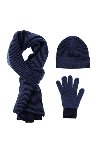 Kiğılı Yünlü Desenli Atkı & Bere & Eldiven Takımı