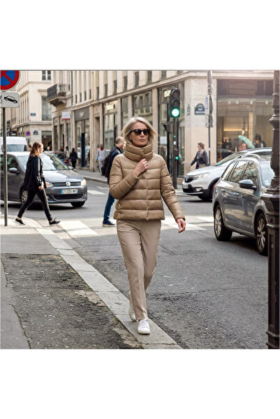 Penelope 100% goose down fiora women's short jacket - beige/m