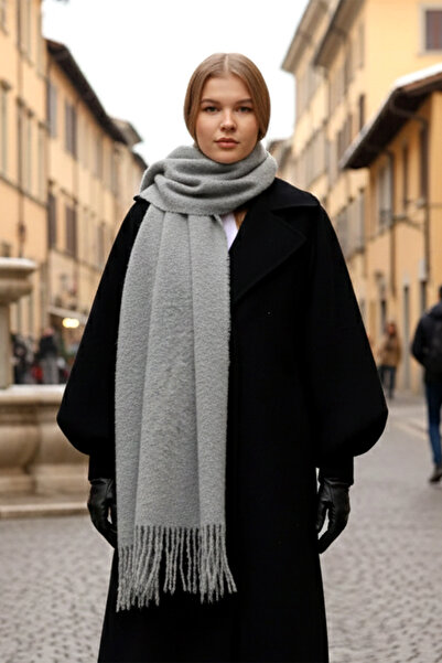 REMSA Φουλάρι Μπουκλέτα με Φούντες 45Χ210 εκ. 1257 Γκρι