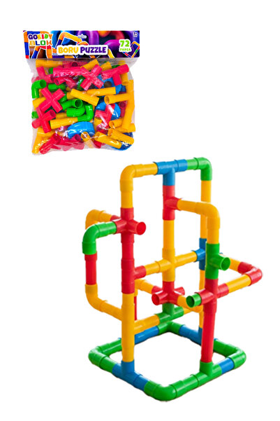 Gokidy Blok Boru Puzzle Renkli Eğitici Birleştirme Oyuncak Seti 72 Parça