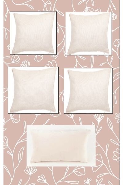 Belomia Home Collection Κάλυμμα μαξιλαριού 5 τεμαχίων μπεζ χρώματος λινό Κεντ...