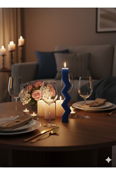 MAİSON FLAMME CANDLE El Yapımı Zigzag Tasarım Dekoratif Mum | Modern & Şık Ev...