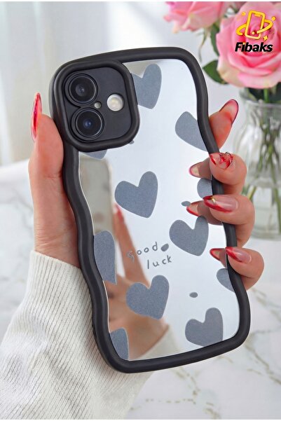 Fibaks حافظة لهاتف ابل ايفون 16، غطاء سيليكون بنمط قلب عاكس مع حافة ناعمة لحم...