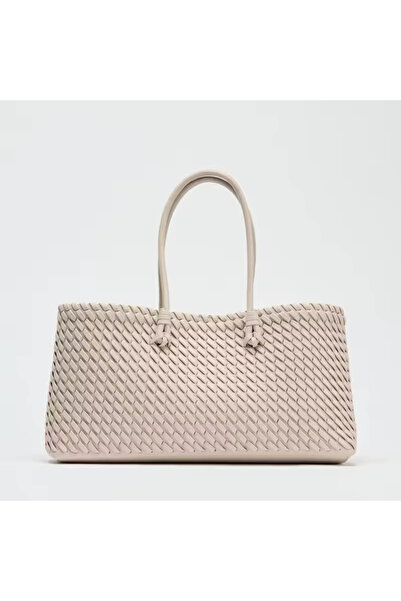 HONEY BAG Жіноча сумка Tote на блискавці з в'язаними деталями, через плече