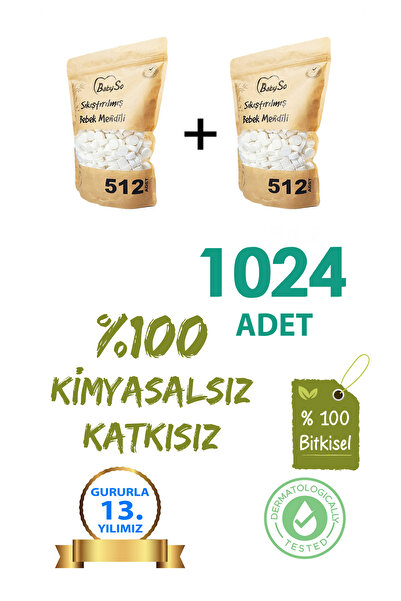 BABYSO Sıkıştırılmış Bebek Mendili 1024 Adet Paket