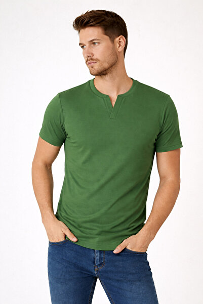 2124 Henley Tişört Basic Casual T shirt