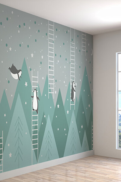 dreamwall Penguen Desenli Isı Ve Ses Yalıtımlı Tekstil Duvar Kağıdı