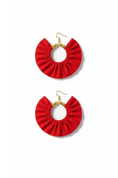 maia أقراط متدلية على شكل حلقة ذهبية اللون للسيدات - تصميم من الخرز القماشي ب...