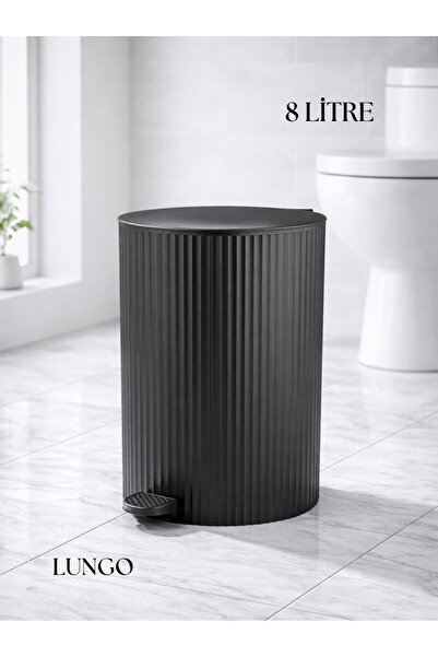 lungo home 8 Litre Plastik Pedallı Çöp Kovası – Banyo, Tuvalet, Mutfak Uyumlu