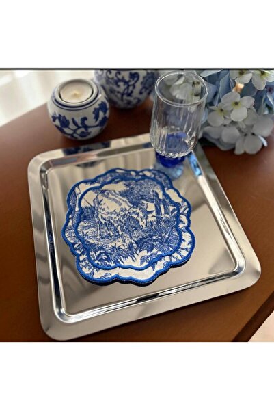 Diva Home مناديل تقديم القهوة للمطبخ الفرنسي مطرزة من الجانب، عبوة من 6 قطع، ...