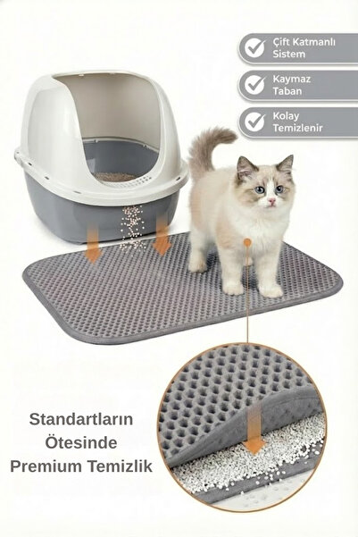 PUGALO CleanPaw Premium Kedi Tuvalet Önü Paspası | Kedi Kumu Toplayıcı | Çift...