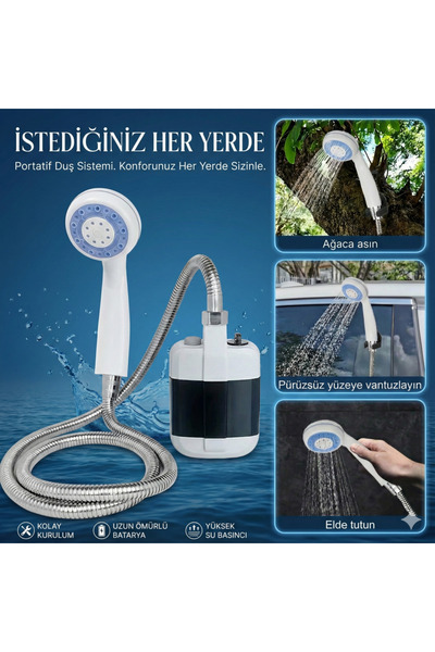 XTRIKE ME Taşınabilir Şarjlı Seyyar Duş Seti ( Pompa - Hortum - Duş Başlığı )...