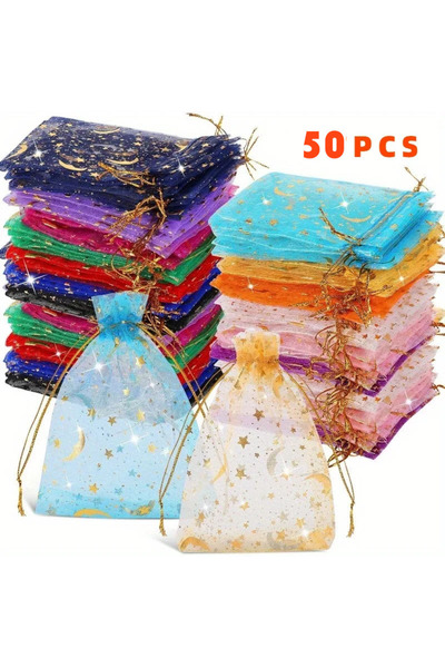 Choice 50 قطعة أخرى عشوائية من أكياس شبكية من الأورجانزا مقاس 10×15 سم، مزينة...