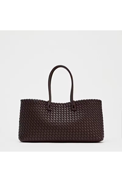 HONEY BAG Жіноча сумка Tote на блискавці з в'язаними деталями, через плече