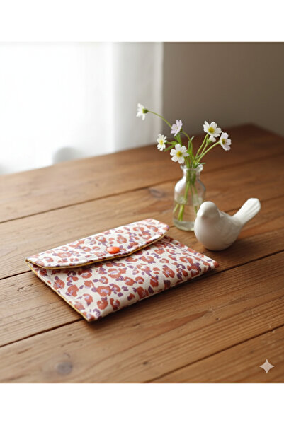 Se&On dizayn Turuncu leopar desenli citcit detaylı mini cüzdan kartlık canta ...