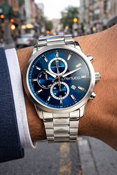 Ferrucci Yeni Sezon Gümüş Renk Çelik Kordon Erkek Kol Saati 3 Atm Su Geçirmez...